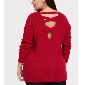 Torrid Red Criss Cross back Tunic Sweater 2